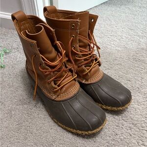 L.L. Bean Brown Leather & Dark Brown Rubber Duck Boots